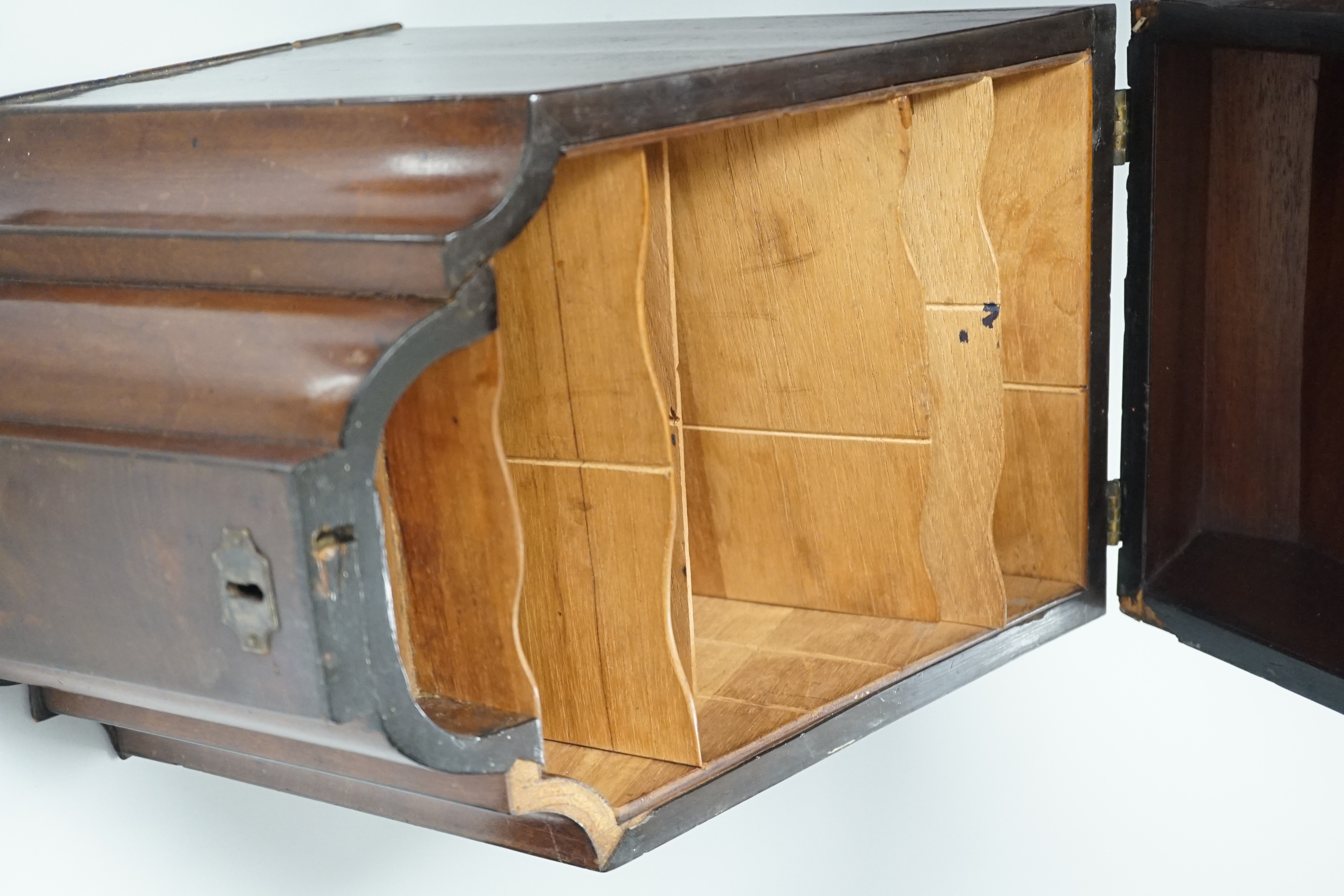 A George III mahogany knife box, converted to a stationery box, 37cm tall